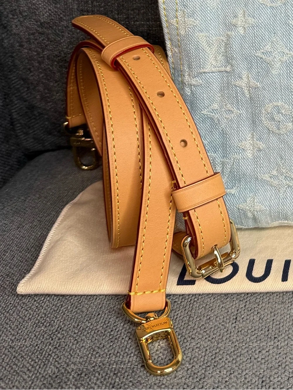 Louis Vuitton vachetta leather adjustable crossbody strap